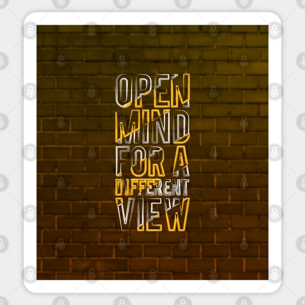Typography Quote: Open Mind for a Different View V02 Sticker by Da Vinci Feather